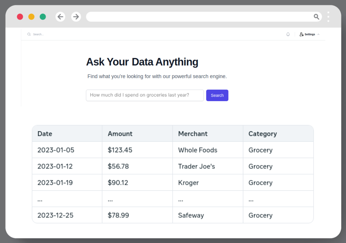 Query and results